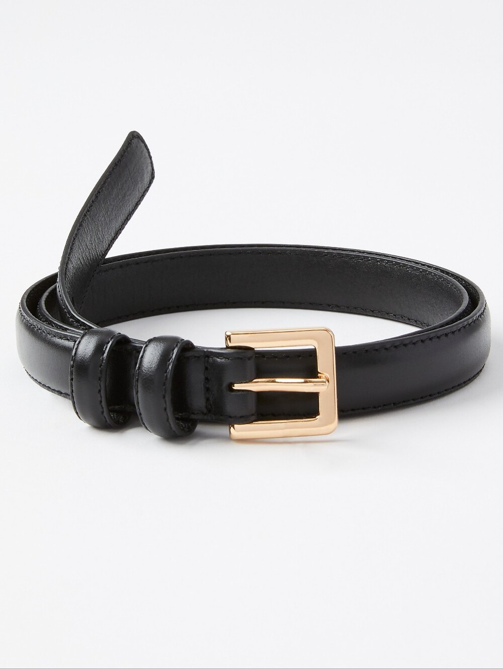 LOFT Black Faux Leather Belt with Gold Buckle 40.25" Long